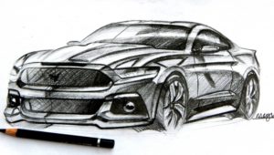 Amazing Car Pencil Drawing Tutorials Ford Mustang Pencil Sketch | Sketches | Car Design Sketch, Car Image