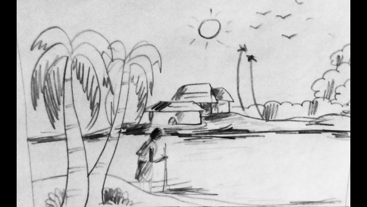Amazing Nature Drawing Pencil Sketch Techniques How To Draw Scenery Of Nature Scenery With Pencil Step By Step Very Easy Drawing / By Pencil Sketch Image