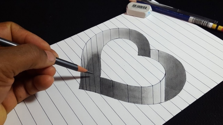 Awesome 3D Pencil Drawing Free 3D Heart Sketch At Paintingvalley | Explore Collection Of 3D Picture