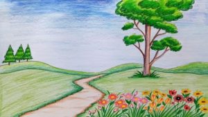 Awesome Flower Garden Drawing Pencil Courses How To Draw Scenery Of Flower Garden Step By Step (Very Easy) Pictures