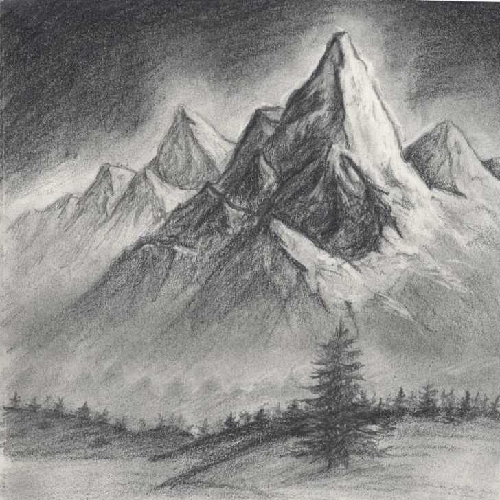 Awesome Mountain Scenery Sketch Free Simple Mountain Drawing Landscape And Drawing Of Mountain Scenery Photo