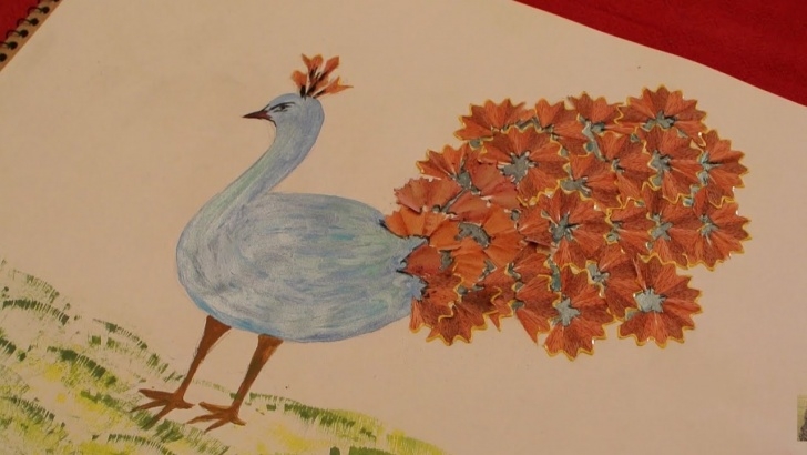 Awesome Pencil Shaving Drawing Easy Peacock Pencil Shavings Art | Craft For Kids Pic