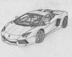 Best Cool Car Drawings In Pencil Easy Image For Lamborghini Aventador Black And White Drawing | Stuff To Images