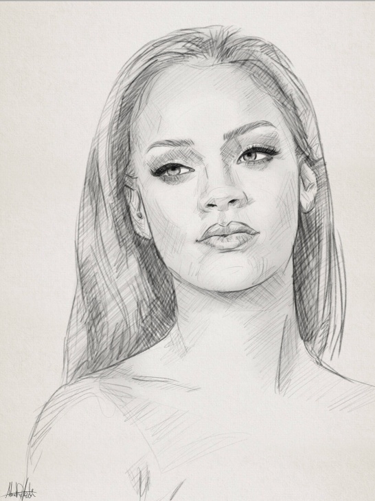 Best Face Pencil Sketch Ideas Pencil Sketch Drawing Portrait Of Rihanna By Ahmad Kadi | Draw Photo