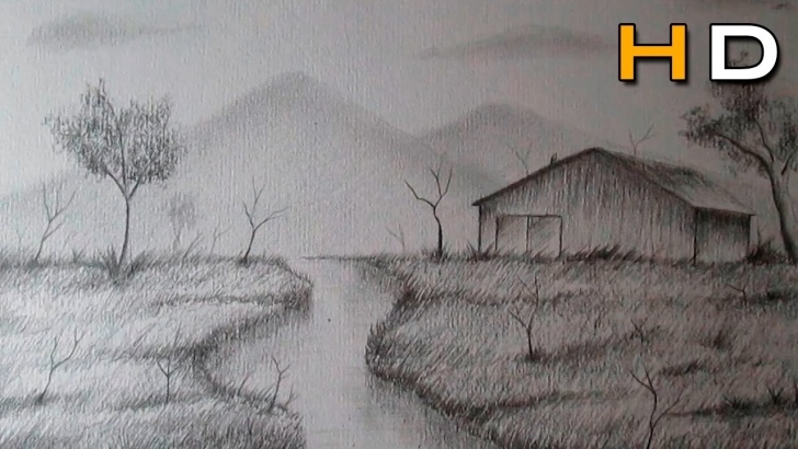 Best Landscape Drawing For Beginners Easy How To Draw A Landscape With Pencil Step By Step For Beginners - Timelapse Picture