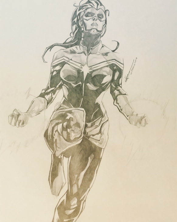 Best Marvel Pencil Drawings Tutorials Captain Marvel Pencil Sketch : Drawing Picture