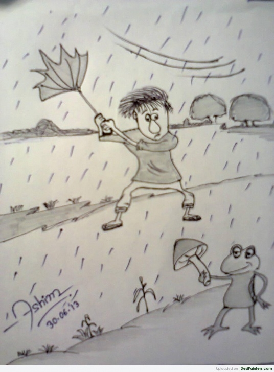 Best Rainy Day Pencil Drawing Tutorial Pencil Sketch Of A Rainy Day | Desipainters Photos