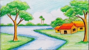 Best Scenery Drawing With Pencil Colour Techniques How To Draw A Landscape With Diamond Color Pencil Photos