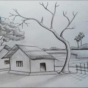 Simple Scenery Drawing Pencil