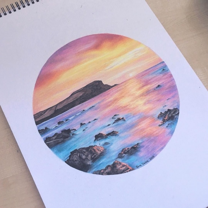 Best Sunset With Colored Pencils Techniques Dreamy Sunset Ema Sivac Colored Pencils 2016 … | Colored Pencil In 2019… Pics