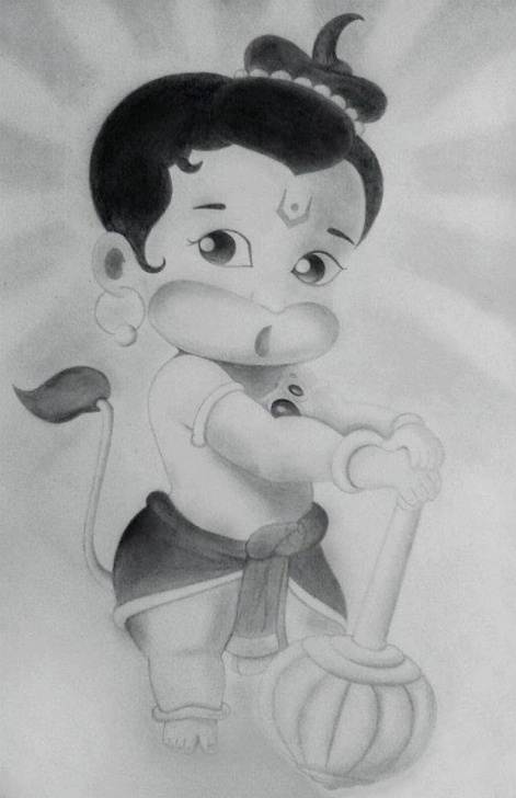 Excellent Hanuman Pencil Art Step by Step Bal Hanuman | Black N White In 2019 | Pencil Drawings, Sketch Photo