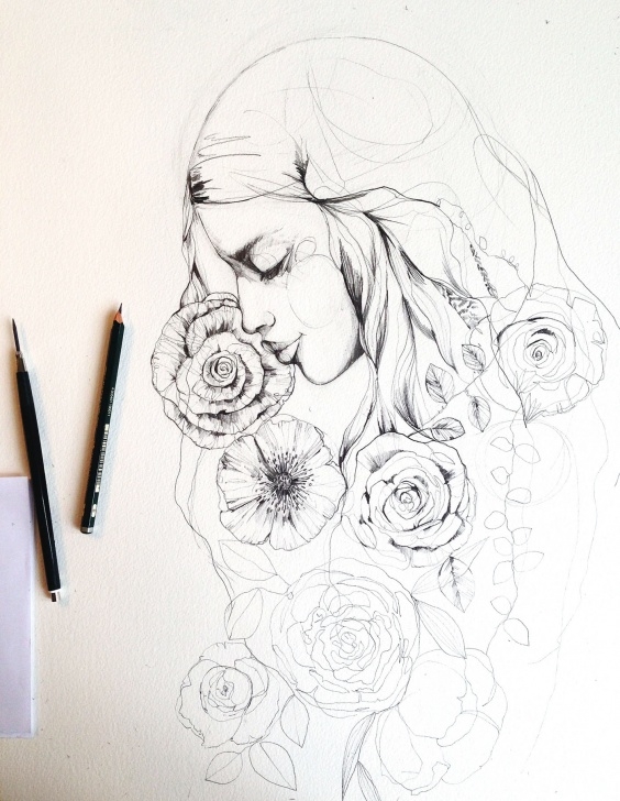 Excellent Pencil Sketch Of Flowers Techniques for Beginners Pencil Sketches + Flowers 2016 On Behance Pic