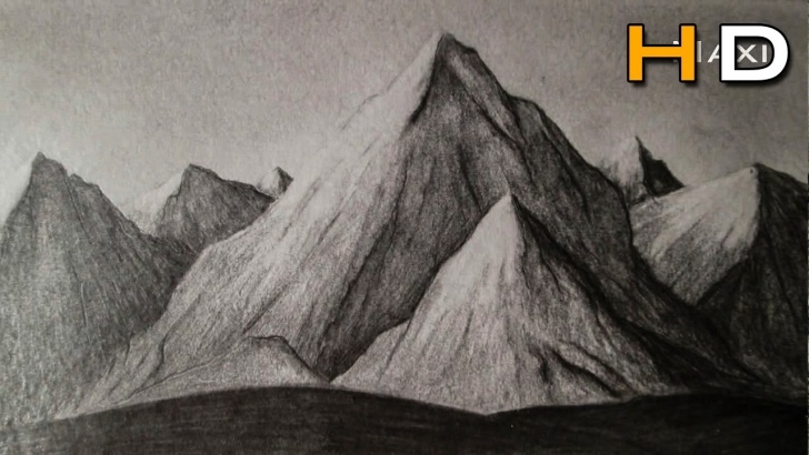Fantastic Mountain Pencil Sketch Simple How To Draw Mountains Whith Pencil Step By Step, Drawing Landscape  -Subtitled- Photo