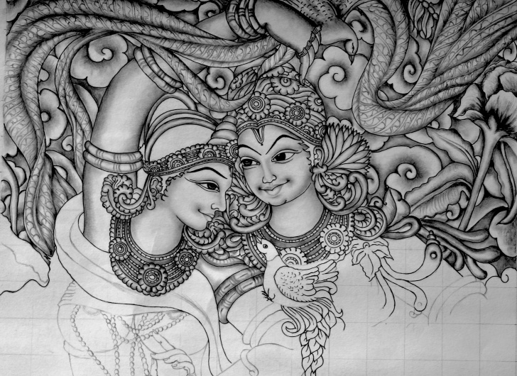 Fantastic Mural Pencil Drawings Ideas Kerala Mural Painting Sketches At Paintingvalley | Explore Pictures