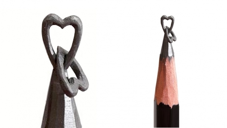 Fantastic Pencil Carving Heart Techniques 2 Hearts Together Pencil Carving | How To Pencil Carving 2 Hearts Photos