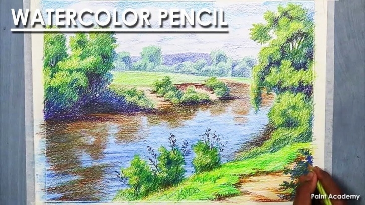 Fantastic Watercolor Pencil Landscape Step by Step Landscape Drawing With Watercolor Pencil | Step By Step With Color Pic