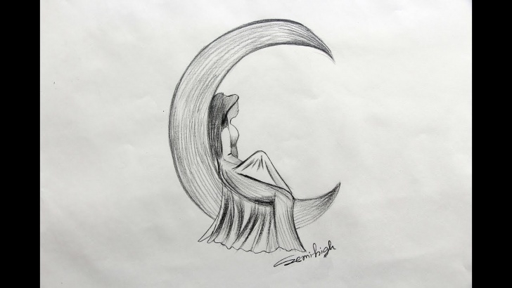 Fascinating Angel Pencil Sketch Lessons How To Draw Moon With Angel Step By Step | Pencil Drawing Pics