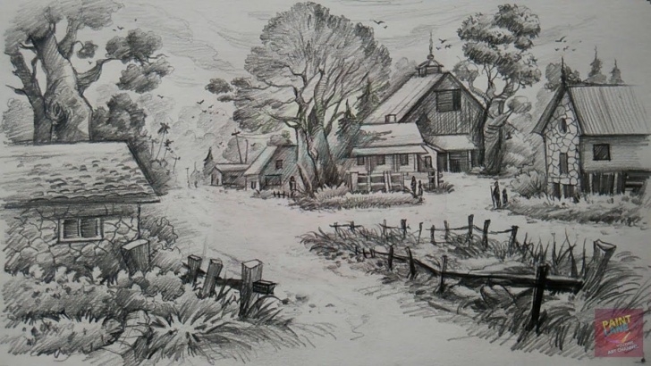 Fascinating Landscape Drawing Pencil Shading Tutorial A Landscape With Pencil | Pencil Art | Paintlane | Art In 2019 Photo