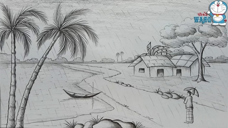 Fascinating Rainy Day Pencil Drawing Techniques Rainy Season Sketch At Paintingvalley | Explore Collection Of Image