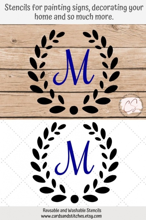 Fascinating Stencil Art Diy Ideas Leaf Monogram Stencil - Monogram Stencil - Diy Craft Stencils - Great For Wood, Walls And Shirts - Fabric Stencils - Art Stencils Images