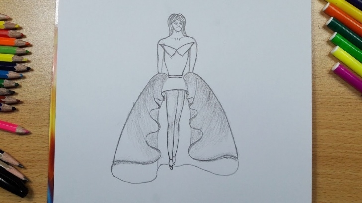 Fine Dress Pencil Drawing Ideas Draw A Wonderful Dress With Pencil Step By Step | Drawing For Kids Pic