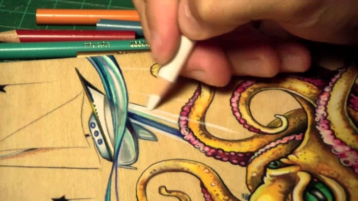 Fine Pencil Drawing On Wood Techniques Time Lapse Prismacolor Pencil Octopus Drawing Image