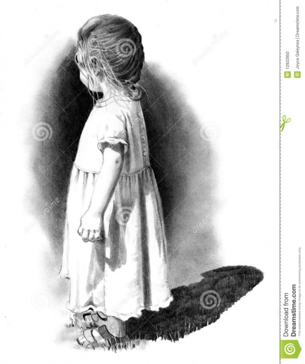 Fine Pencil Sketch Of A Girl Standing Tutorial Pencil Drawing Of Small Girl Stock Illustration - Illustration Of Photo