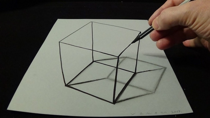 Fine Simple 3D Drawings On Paper With Pencil Free 3D Drawing A Simple Cube - No Time Lapse - How To Draw 3D Cube | Art Photos