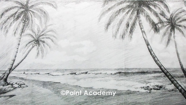 Good Beach Pencil Drawing Ideas How To Draw A Beach Landscape With Pencil Picture