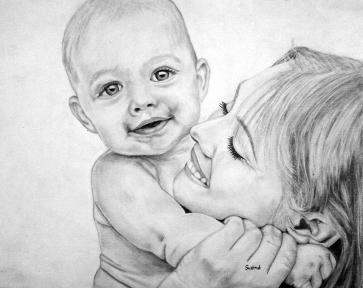 Good Mom And Baby Pencil Drawing Techniques for Beginners Sketch Of Mother And Baby At Paintingvalley | Explore Collection Pictures
