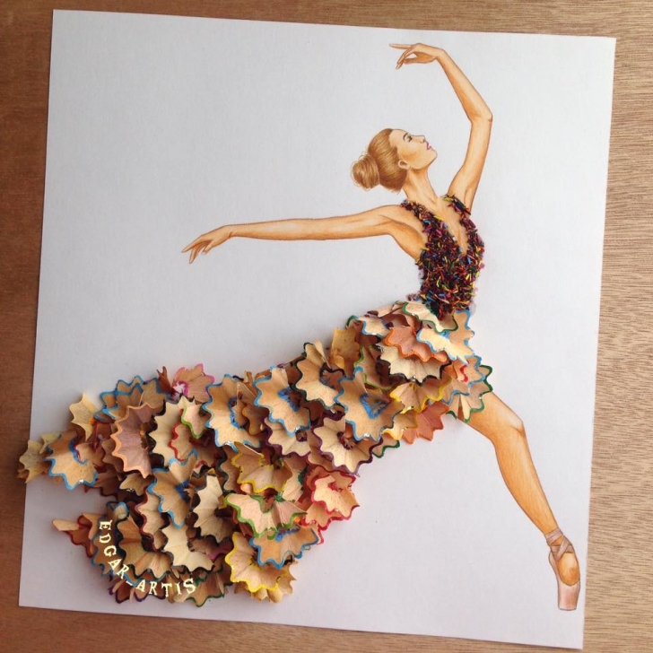 Good Pencil Shaving Drawing Techniques for Beginners Ballerina Wearing Dress Made Of Pencil Shavings By Edgar Artis Pic