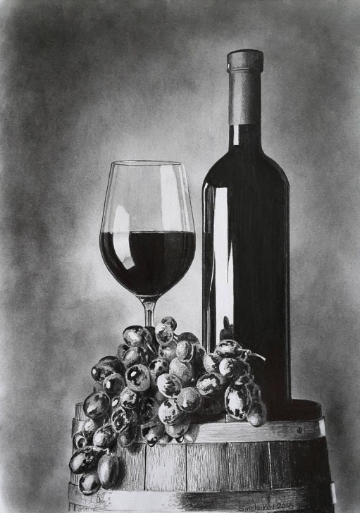 Good Pencil Still Life Step by Step Wine Grapes Still Life Original Pencil Drawing Wall Art Image