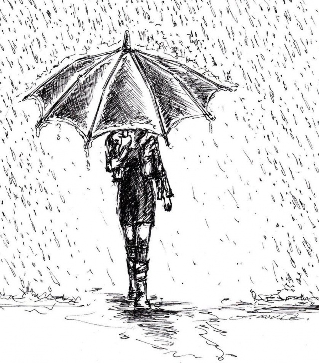 Good Rainy Day Pencil Drawing Tutorial Girl In Rain Drawing | Art Ideas In 2019 | Art Drawings, Drawing Image