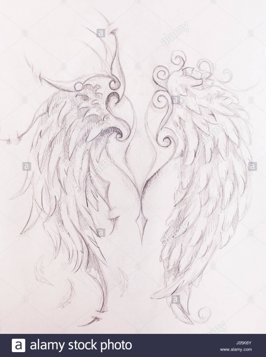 Gorgeous Angel Pencil Sketch for Beginners Pencil Drawing On Old Paper. Angel Wings Stock Photo: 137807795 - Alamy Image