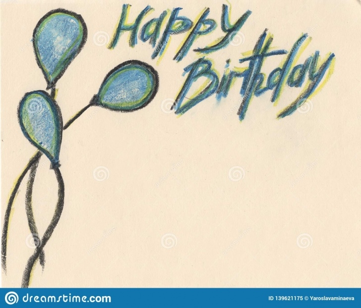 Gorgeous Happy Birthday Pencil Sketch for Beginners Balloons, Inscription Happy Birthday On A Pink Background, The Pics