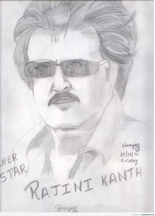 Gorgeous Rajinikanth Pencil Drawing Tutorials Pencil Sketch Of Rajinikanth | Desipainters Picture