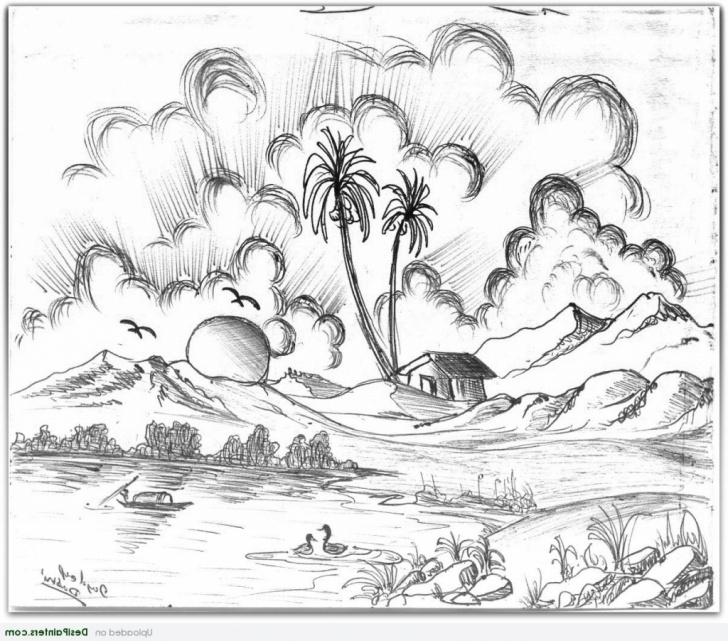 Gorgeous Shading Drawing Of Nature Tutorial Natural Scenery Pencil Drawing Images - Scenery Photos