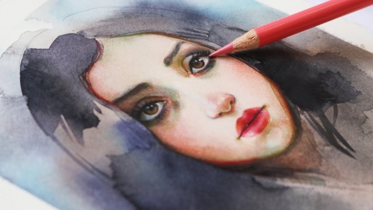 Gorgeous Watercolor Pencil Portrait Ideas Watercolor + Color Pencils Portrait Tutorial Pic