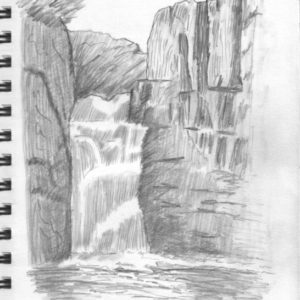 Waterfall Pencil Drawing