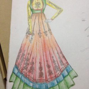 Anarkali Dress Pencil Sketch