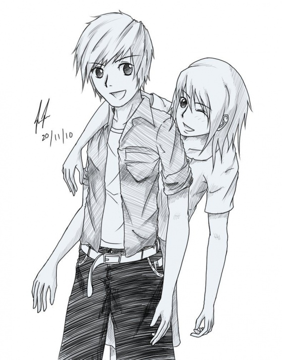 Incredible Boy And Girl Pencil Drawing Tutorial Images For > Anime Girl And Boy Holding Hands Drawing | Love In 2019 Photo