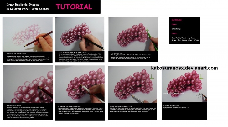 Incredible Colored Pencil Drawings Step By Step Step by Step Colored Pencil Drawing Tutorial - Realistic Grapes By Kakosuranosx Pictures