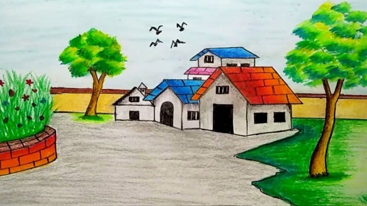 Incredible Drawing Images Village Tutorial How To Draw Village Scenery (Landscape Scene Drawing Tutorial Photo