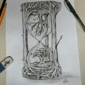 Hourglass Pencil Drawing