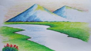 Incredible Landscape Drawing For Beginners Easy Beginners Mountain Landscape Drawing With Oil Pastel Picture
