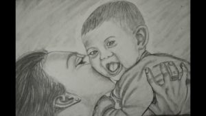 Incredible Mother And Child Pencil Drawing Tutorial Pencil Art Of Mother And Baby Image