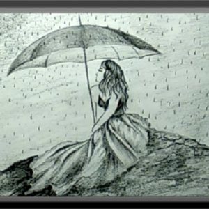 Pencil Sketches Of Girl In Rain