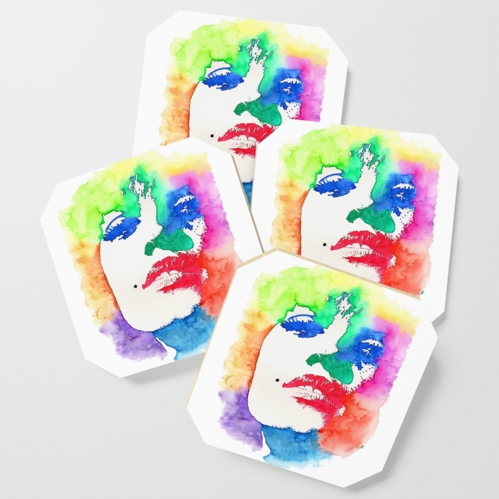 Incredible Watercolor Stencil Art Free Stencil Watercolor Portrait | Stencil Portrait Watercolor Art Coaster By Coloringiship Images