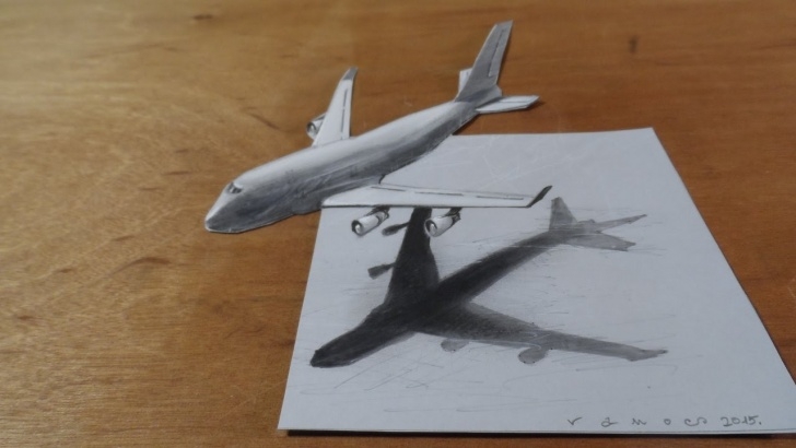 Inspiration Airplane Pencil Drawing Ideas Drawing Airplane - How To Draw 3D Airplane, Boeing 747 - 3D Flight Illusion Pictures