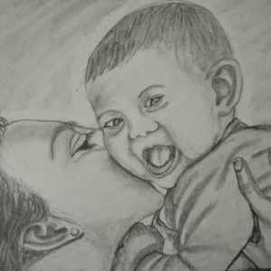 Pencil Drawings Of Mother And Baby